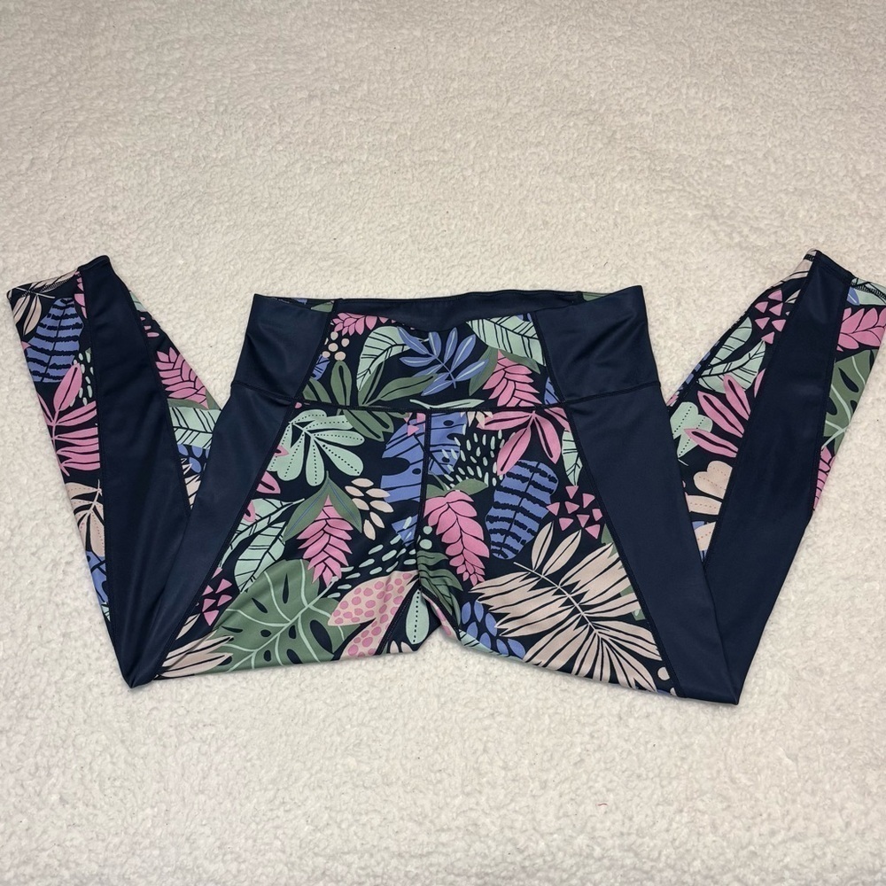 JoyLab Women Blue Floral Reversible High Rise Active Leggings